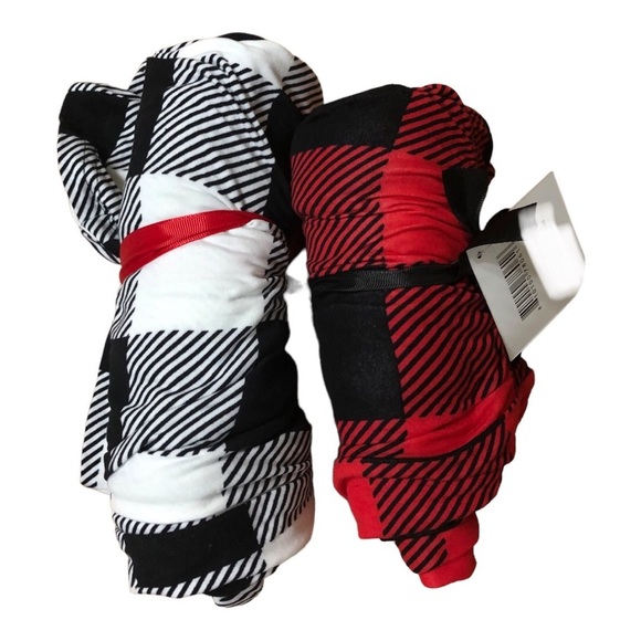 2pack Black & White, Red & Black Checkered soft cozy pajama pants size large new - Picture 16 of 16